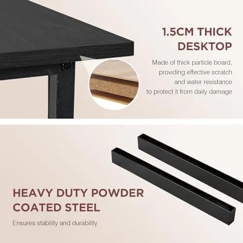 PayLessHere 39 Inch Computer Desk Black | Sturdy Office Desk with Metal Frame & Adjustable Feet thumbnail 6