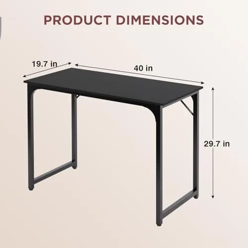 PayLessHere 39 Inch Computer Desk Black | Sturdy Office Desk with Metal Frame & Adjustable Feet thumbnail 7