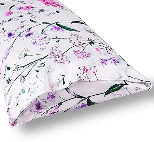 NASUMR White Satin Pillowcase for Hair and Skin | Queen Size, 2 Pack, Envelope Closure, Floral Pattern thumbnail 5