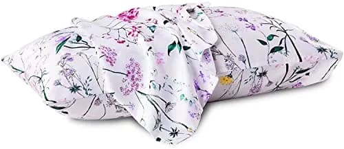 NASUMR White Satin Pillowcase for Hair and Skin | Queen Size, 2 Pack, Envelope Closure, Floral Pattern thumbnail 2