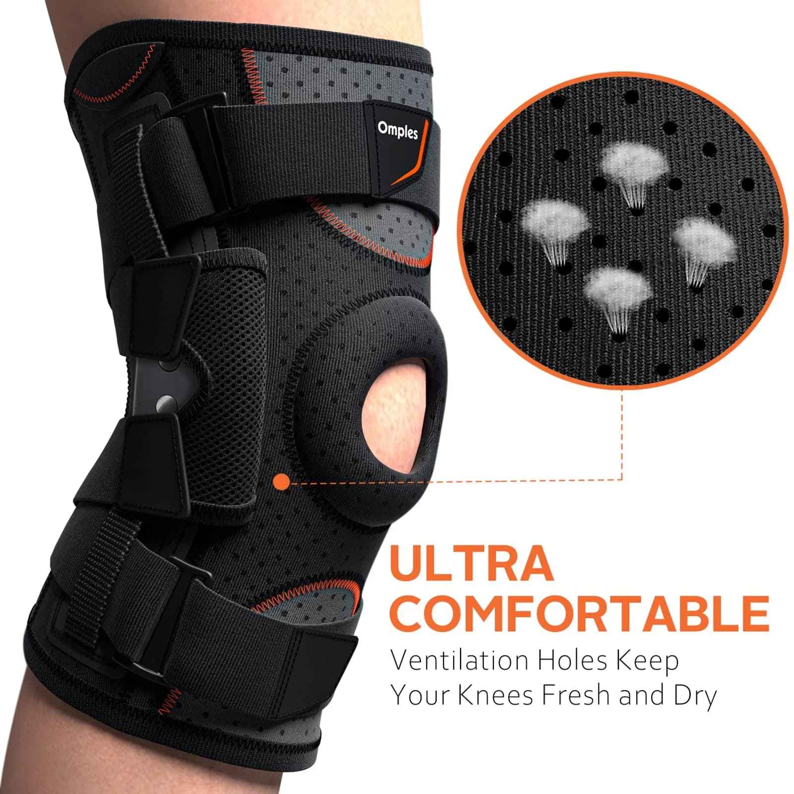 Omples Hinged Knee Brace for Knee Pain, Meniscus Tear Knee Support with Side Stabilizers Black X-Large | FDA Approved Orthopedic Brace - view 5