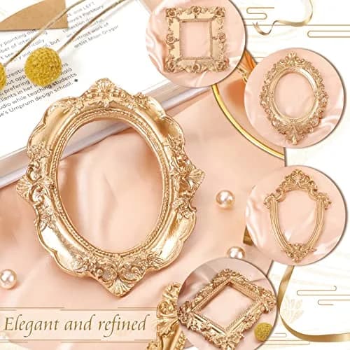 Yalikop Mini Vintage Gold Resin Picture Frames 5 Pcs (12.5 x 10.16 cm / 4.92 x 4 in) | Ornate Floral Carvings for DIY Craft Embellishments thumbnail 7