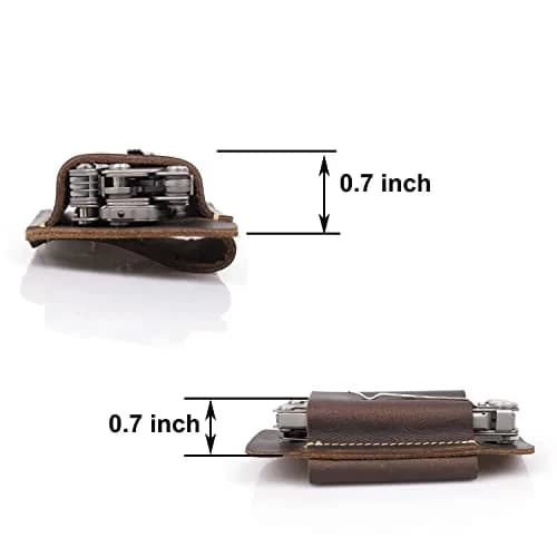 Topstache Handmade Leather Multitool Sheath for Belt, Horizontal Carry EDC Pocket Organizer for Men, Size M, Dark Brown | 12 cm (4.75") x 6.3 cm (2.5") thumbnail 6