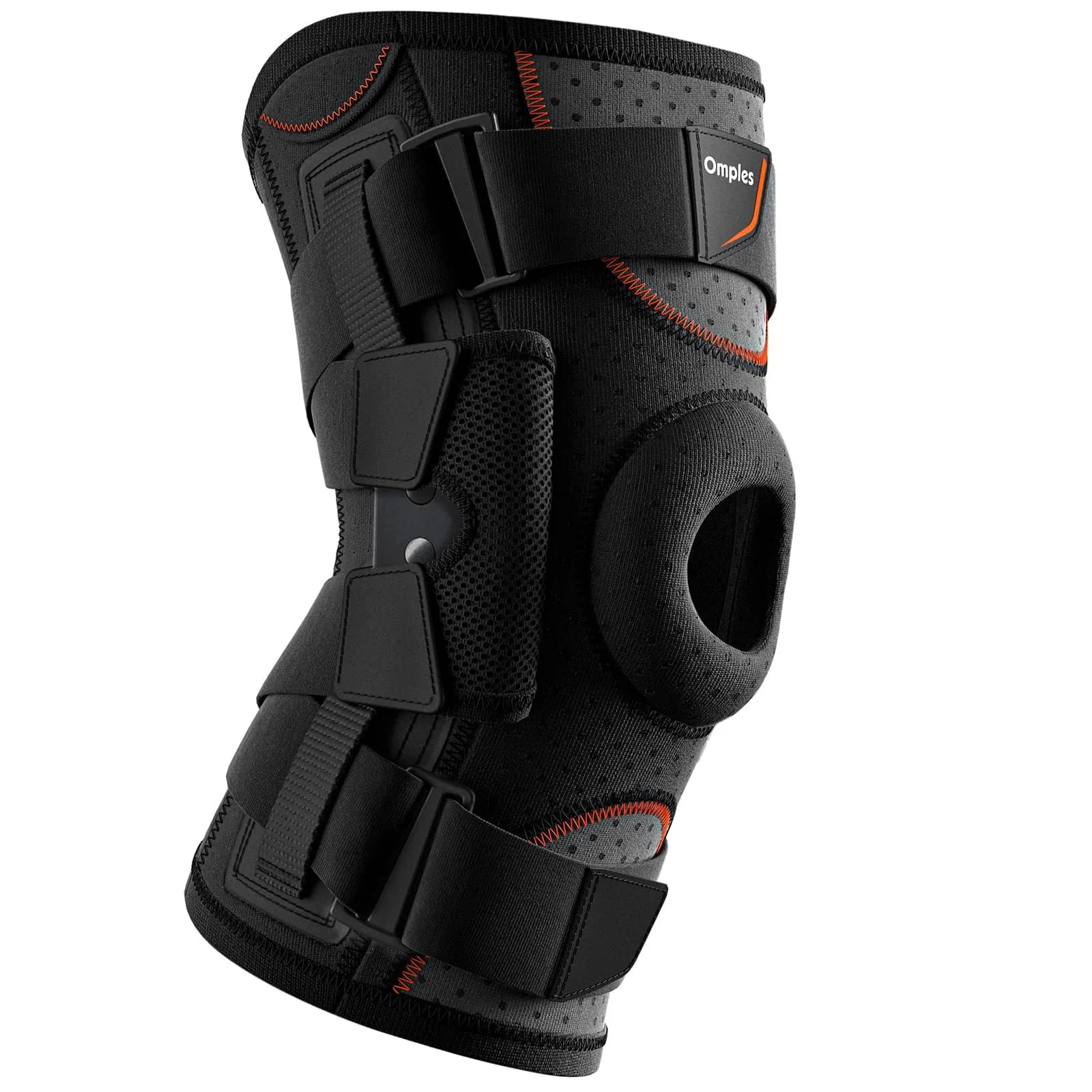 Omples Hinged Knee Brace Black Large | FDA Approved Orthopedic Brace with Side Stabilizers - main product image