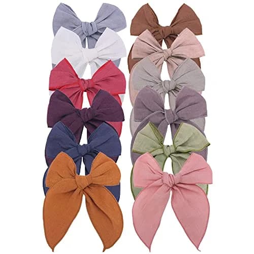 Sugarmelon Linen Fable Bow Hair Clips for Girls & Women | Handmade Organic Linen, 12 Colors, 4.5" Wide, All Ages thumbnail 1