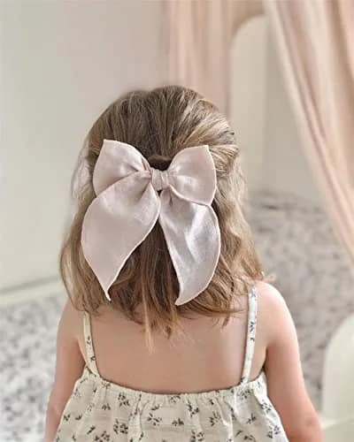 Sugarmelon Linen Fable Bow Hair Clips for Girls & Women | Handmade Organic Linen, 12 Colors, 4.5" Wide, All Ages thumbnail 4