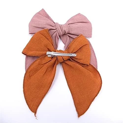 Sugarmelon Linen Fable Bow Hair Clips for Girls & Women | Handmade Organic Linen, 12 Colors, 4.5" Wide, All Ages thumbnail 6