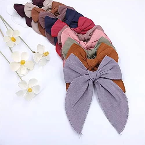 Sugarmelon Linen Fable Bow Hair Clips for Girls & Women | Handmade Organic Linen, 12 Colors, 4.5" Wide, All Ages thumbnail 7