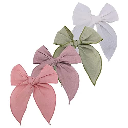 Sugarmelon Linen Fable Bow Hair Clips for Girls & Women | Handmade Organic Linen, 12 Colors, 4.5" Wide, All Ages thumbnail 8