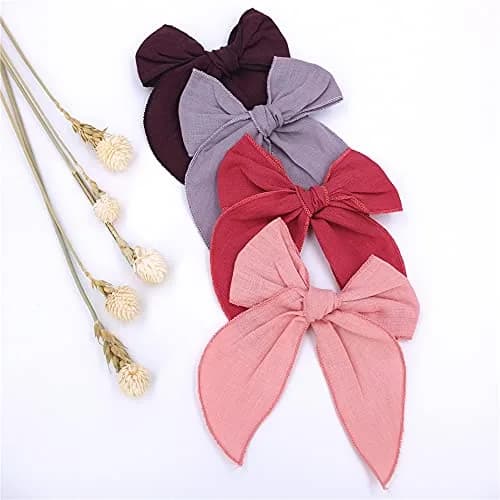 Sugarmelon Linen Fable Bow Hair Clips for Girls & Women | Handmade Organic Linen, 12 Colors, 4.5" Wide, All Ages thumbnail 9