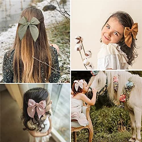Sugarmelon Linen Fable Bow Hair Clips for Girls & Women | Handmade Organic Linen, 12 Colors, 4.5" Wide, All Ages thumbnail 2
