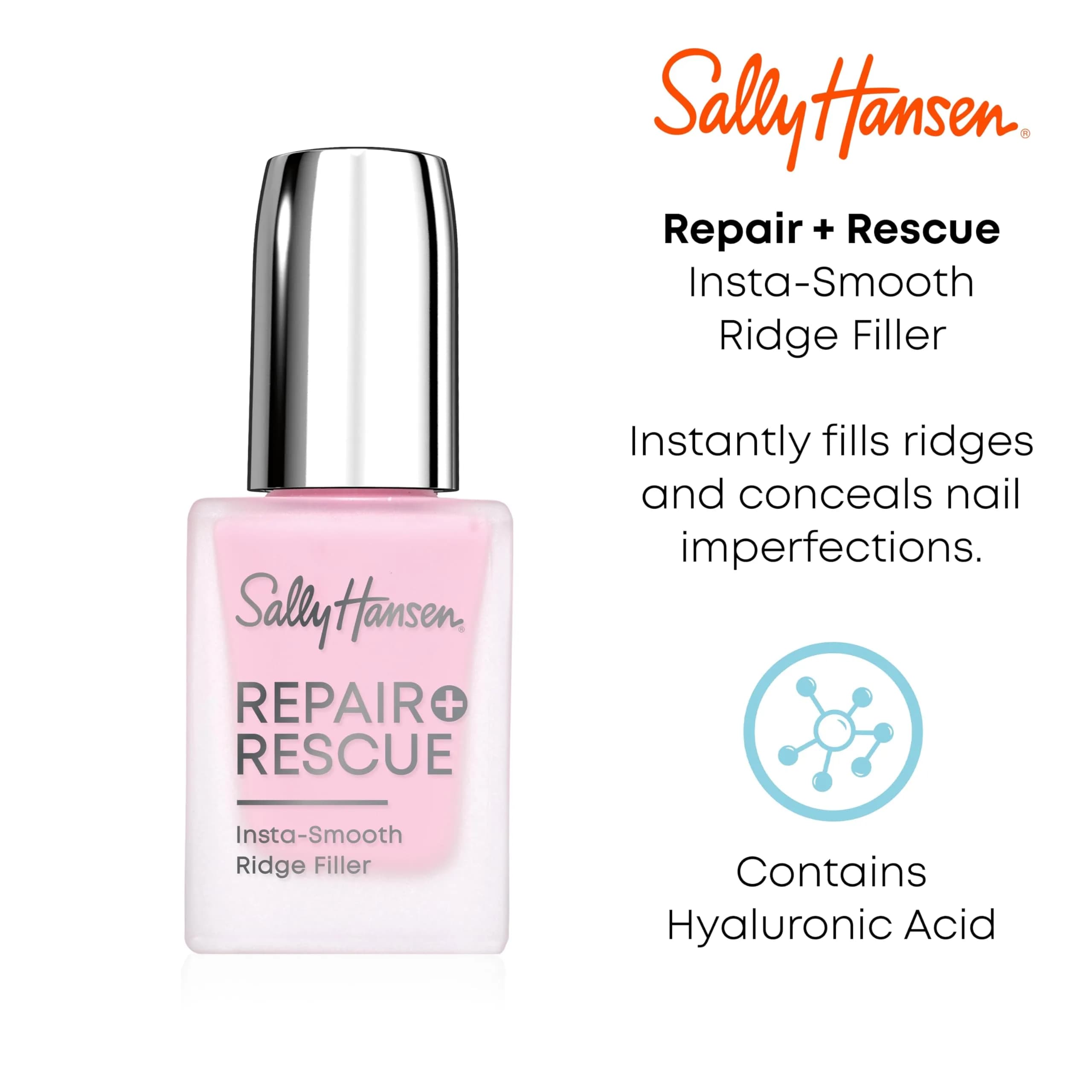 Sally Hansen Repair + Rescue Insta-Smooth Ridge Filler 12ml (0.44 Fl Oz) | Smooths Ridges with Hyaluronic Acid - view 3