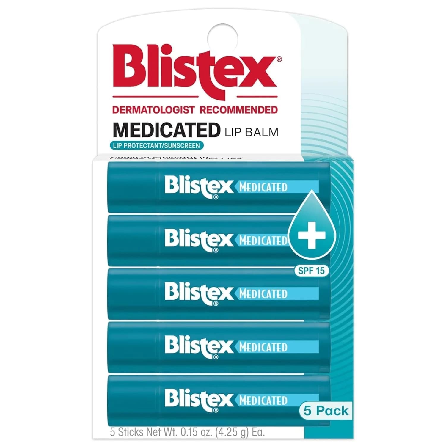 Blistex Medicated Original Flavor Lip Balm 5 Count (0.15 Ounce Tubes) | SPF 15 - main product image