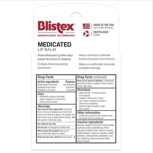 Blistex Medicated Lip Balm SPF 15 0.75 oz (5 Count, Clear) | Seals in Moisture for Dry, Chapped Lips thumbnail 2