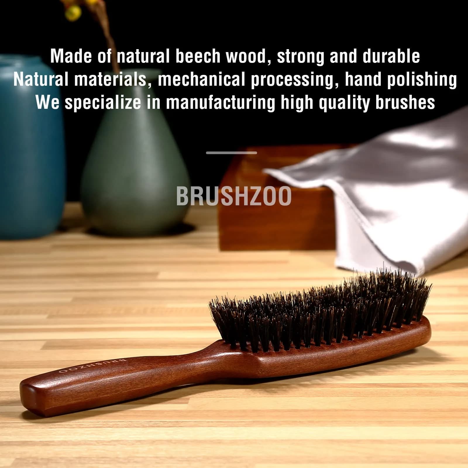 O BRUSHZOO Boar Bristle Hair Brush for Men Thin Fine Normal Hair | Adds Shine, Improves Texture, Reduces Frizz - view 6