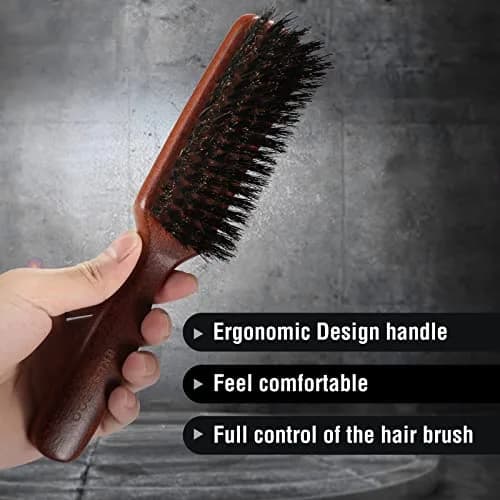 O BRUSHZOO Boar Bristle Hair Brush for Men Thin Fine Normal Hair | Adds Shine, Improves Texture, Reduces Frizz thumbnail 2