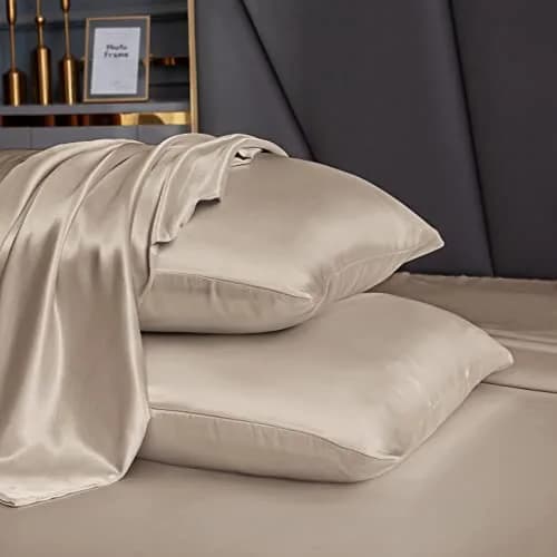 Homiest Taupe Queen Satin Sheet Set 7-Piece Deep Pocket | Silky, Wrinkle-Resistant, 100% Polyester thumbnail 4
