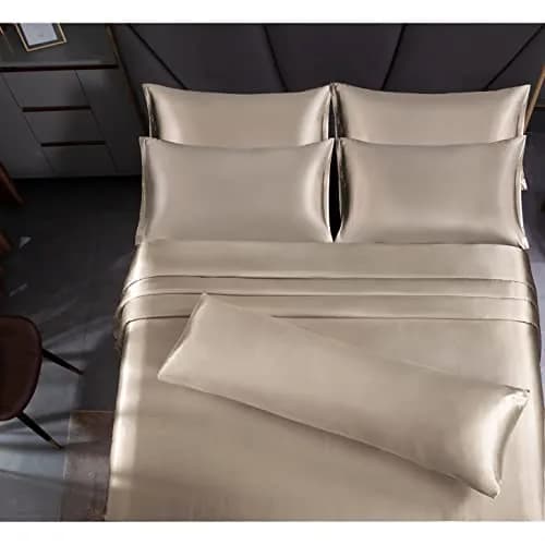 Homiest Taupe Queen Satin Sheet Set 7-Piece Deep Pocket | Silky, Wrinkle-Resistant, 100% Polyester thumbnail 5
