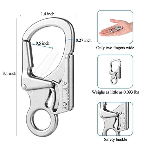Ahiller Dual Lock Carabiner Clip, Zinc Alloy Keychain for Outdoor (S-1P) | Heavy-Duty Locking Accessory thumbnail 3