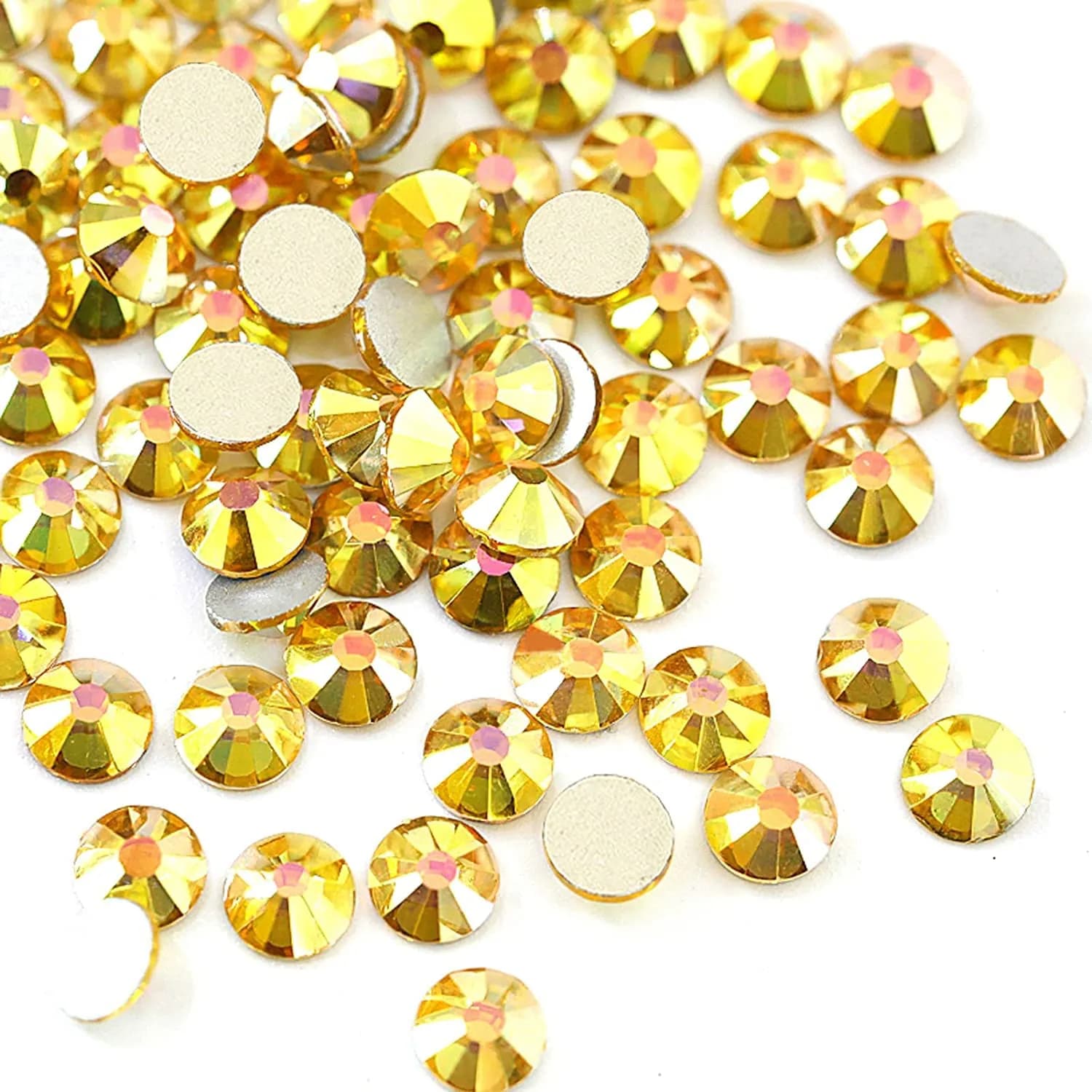 Dowarm 720 Pieces SS20 Flatback Crystals 4.8MM | Sparkling Rhinestones for Nails & Crafts — Metal Sunlight/Gold