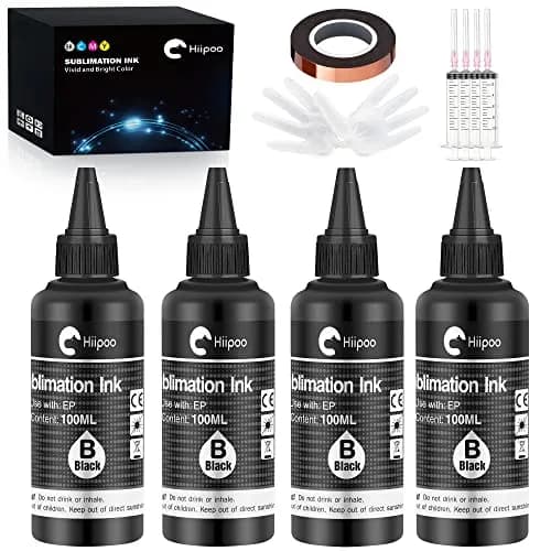 Hiipoo Sublimation Ink Refilled Bottles 4x100ml | Vibrant Colors for Heat Transfer (70-120 chars) thumbnail 1