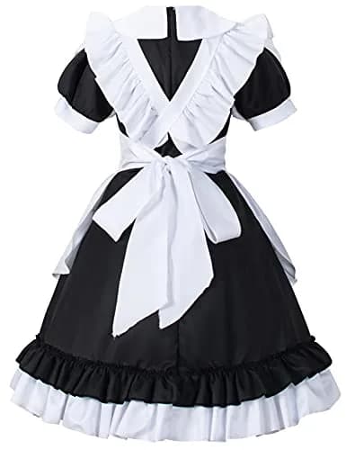 Irtysh Women Sweet Kawaii Costume Dress Anime French Maid Cosplay Furry Cat Ear Gloves Socks Set(Black XL) | Cute Lolita Maid Outfit thumbnail 4