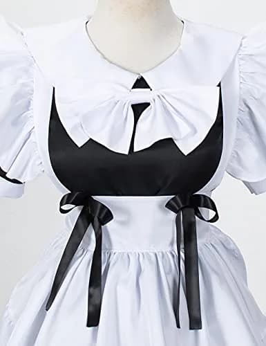 Irtysh Women Sweet Kawaii Costume Dress Anime French Maid Cosplay Furry Cat Ear Gloves Socks Set(Black XL) | Cute Lolita Maid Outfit thumbnail 6