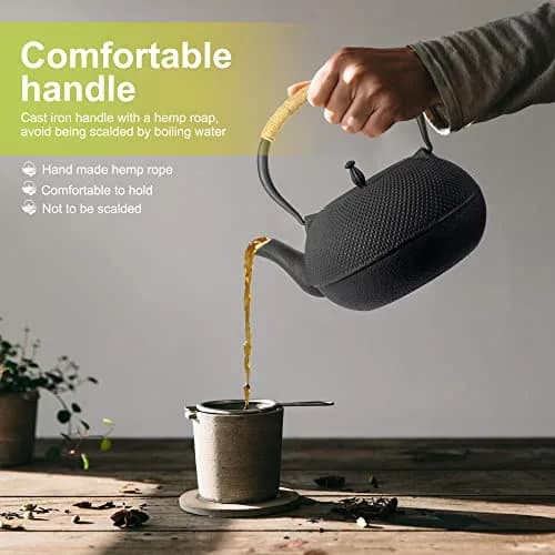 suyika Japanese Cast Iron Tetsubin Tea Kettle 1800 ml | Traditional Design & Even Heat Distribution thumbnail 5