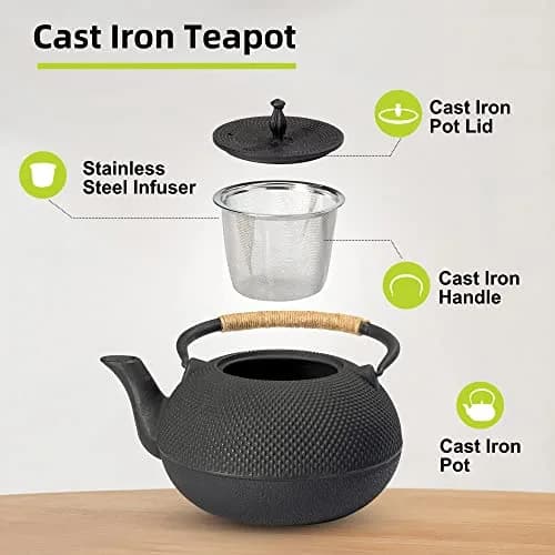 suyika Japanese Cast Iron Tetsubin Tea Kettle 1800 ml | Traditional Design & Even Heat Distribution thumbnail 2