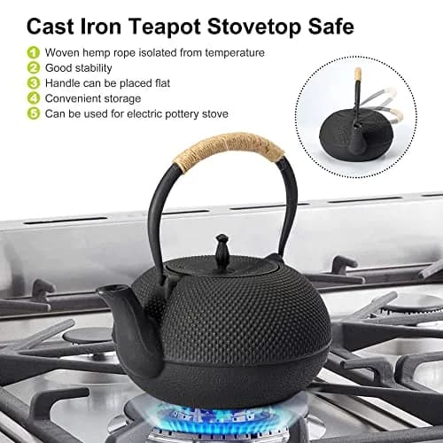 suyika Japanese Cast Iron Tetsubin Tea Kettle 1800 ml | Traditional Design & Even Heat Distribution thumbnail 3