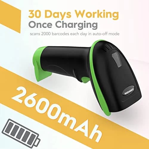 NADAMOO Wireless Barcode Scanner 328ft Transmission Distance, 1D Laser Automatic Barcode Reader with USB Receiver (Green, 1-Pack) thumbnail 5
