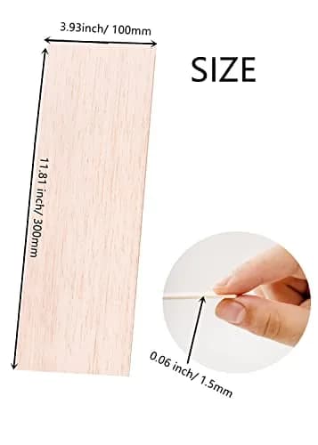 iUoczi 12 Pack Balsa Wood Sheets 150x100x1.5mm | Unfinished Natural Craft Wood for Models & DIY thumbnail 6