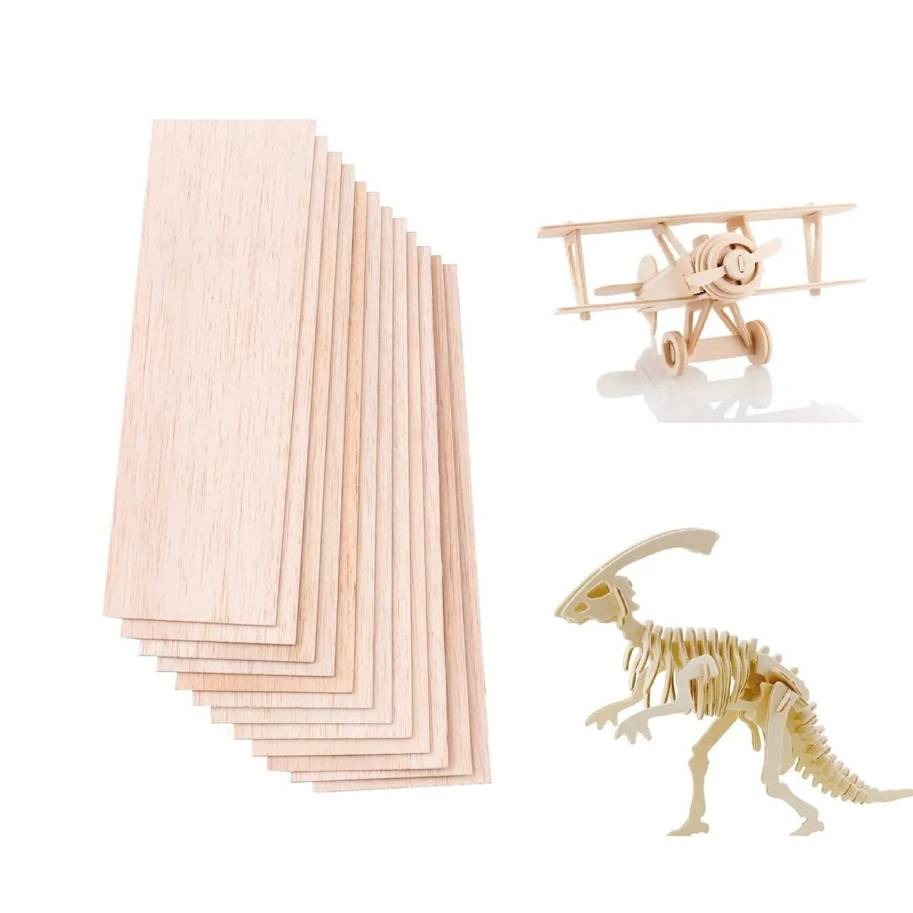 iUoczi 12 Pack Balsa Wood Sheets 150x100x1.5mm | Unfinished Natural Craft Wood for Models & DIY — 12 x 4 x 1/16 inch - main product image