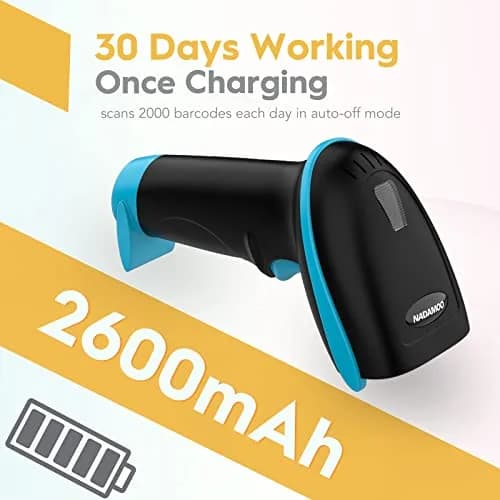 NADAMOO Wireless Barcode Scanner 100m Indoor | 2600mAh Battery, 30-Day Use, Blue thumbnail 4