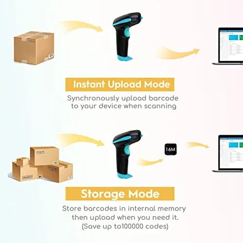 NADAMOO Wireless Barcode Scanner 100m Indoor | 2600mAh Battery, 30-Day Use, Blue thumbnail 6