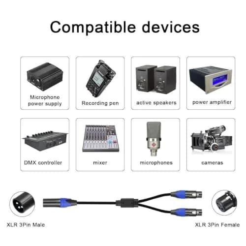 Seefeful XLR Splitter Cable 11.8 inches | Balanced 3-pin Male to 2 Female for Studio & Stage thumbnail 5