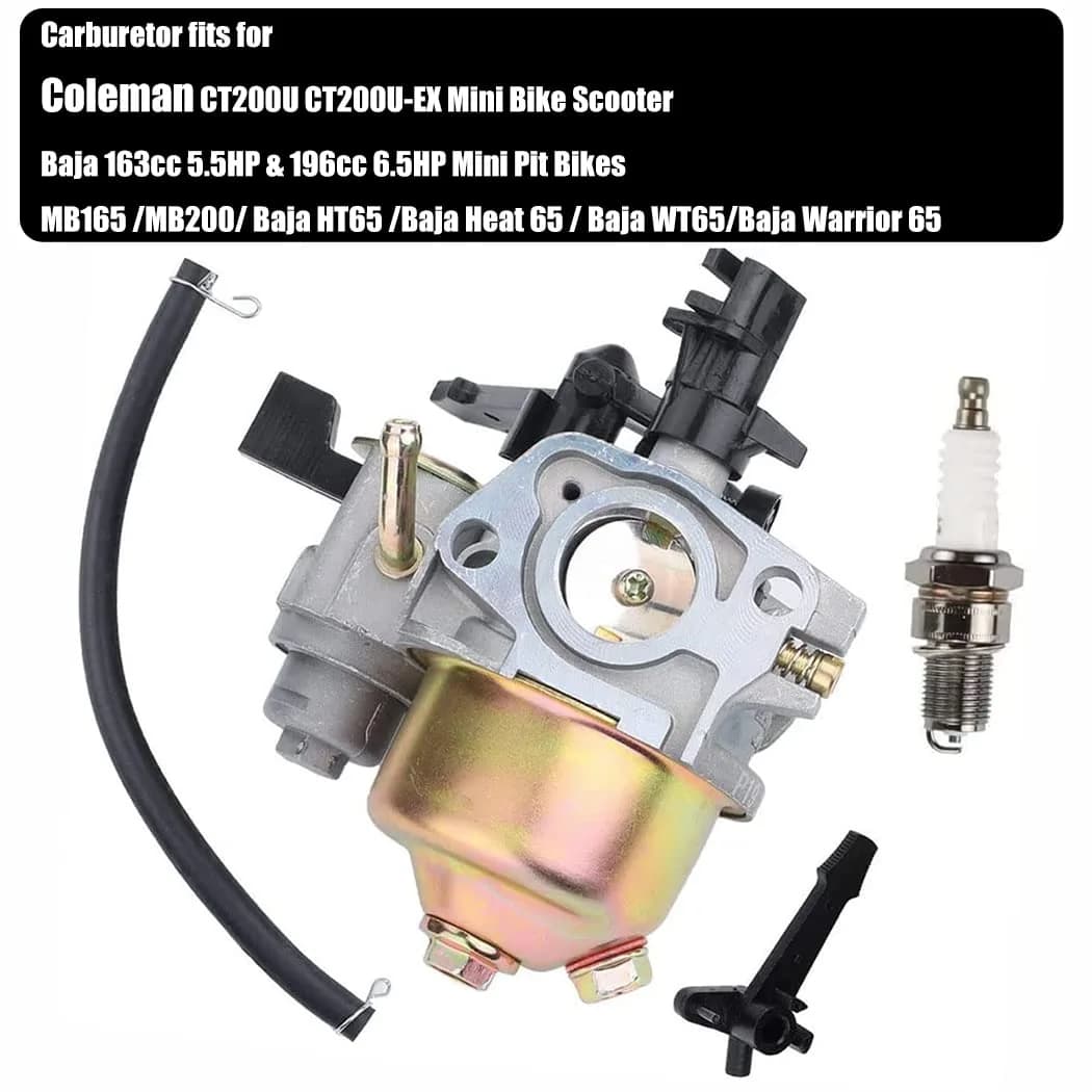 Oriental Power Carburetor for Coleman CT200U CT200U-EX CT200-AC BT200x CT-200EX CT200U-EXR Mini Bikes & Baja MB165 MB200 HT65 WT65 Pit Bikes (196cc/6.5HP) | Includes Gaskets, Fuel Line, Filter - view 2