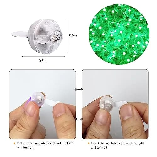 Aogist 100pcs Green Balloon Light Waterproof Mini LED Lamp for Party & Wedding | Long Standby Time, Fully Submersible thumbnail 4