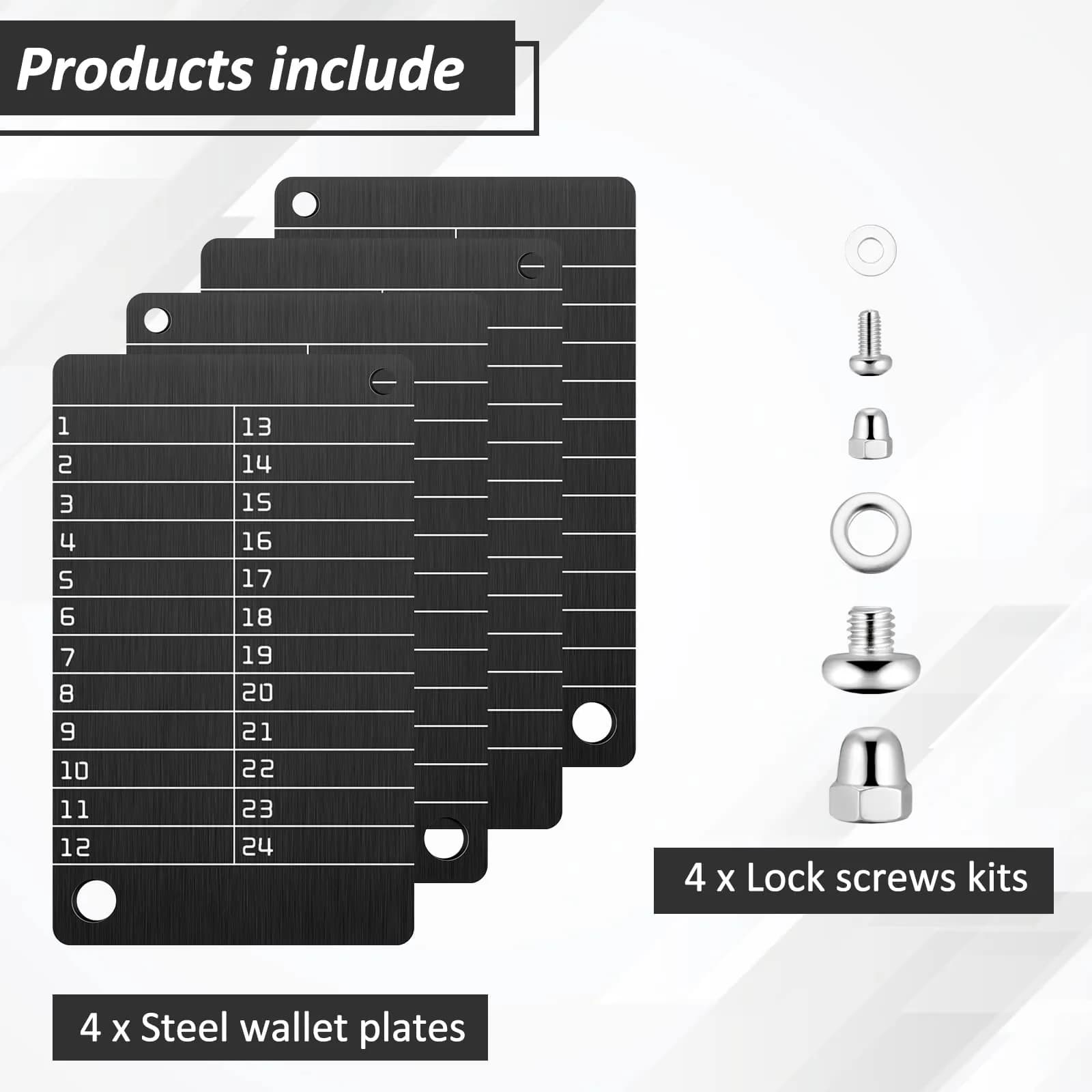 Hotop Black 4 Pack Crypto Seed Storage Metal Plates | Secure BIP39 Wallet Backup - view 4