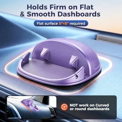 Loncaster Purple Silicone Car Phone Holder Mat | Slip-Free Dashboard Mount for Smartphones & GPS Devices (12.5cm x 12.5cm) thumbnail 5