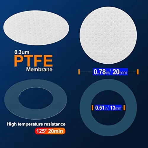 Biomed Solutions 64Pcs 20mm Synthetic Filter Discs Hydrophobic PTFE 0.3um for Mushroom Cultivation thumbnail 2