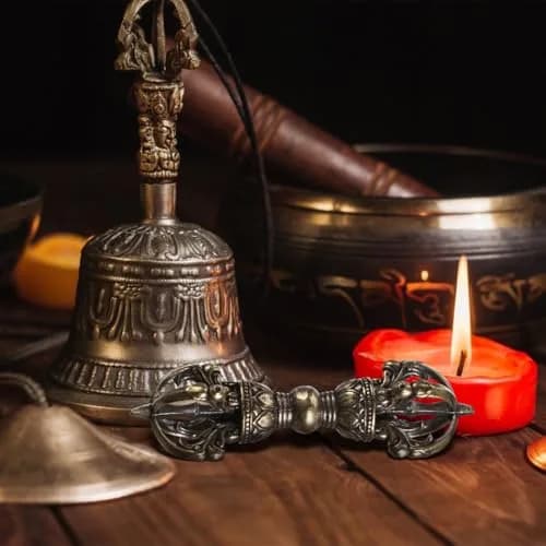 Homoyoyo Vintage Brass Vajra Pendant 8.85cm (3.48in) | Authentic Religious Decor thumbnail 8