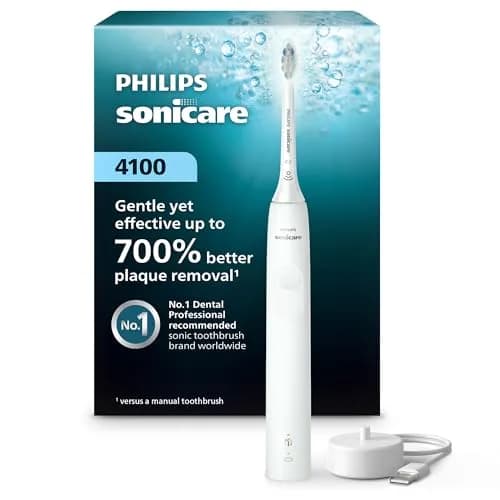 Philips Sonicare 4100 Series Electric Toothbrush - White | Advanced Sonic Technology, Pressure Sensor, 14-Day Battery thumbnail 1