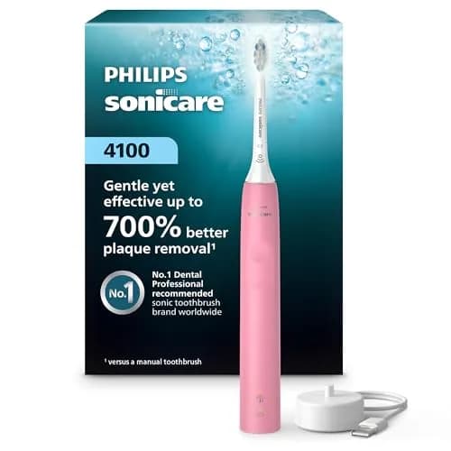 Philips Sonicare 4100 Rechargeable Electric Toothbrush White | Advanced Plaque Removal with Pressure Sensor — Deep Pink