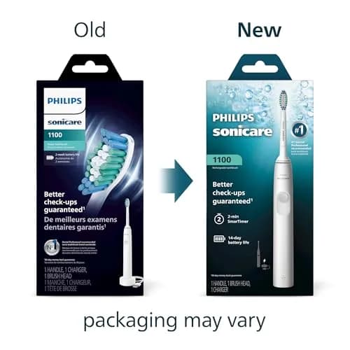 Philips Sonicare 1100 Series Rechargeable Electric Toothbrush with C1 Simply Clean Brush Head, White Grey | 2-Minute Guided Timer & 14-Day Battery thumbnail 2
