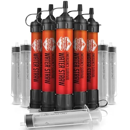 Practical Survival Emergency Water Straws (5-Pack) | Filters 1800 Gallons Each | Lightweight & Reusable thumbnail 1