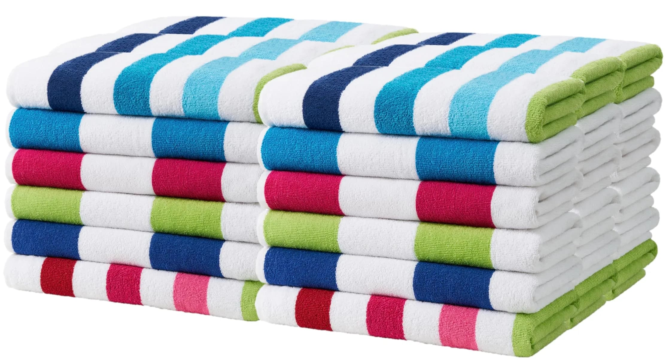 BEN KAUFMAN SALES CO Oversized Cabana Striped Beach Towels 30" x 60" | Thick Terry Cotton, 36 Pack