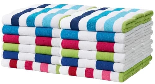 BEN KAUFMAN SALES CO Oversized Cabana Striped Beach Towels 30" x 60" | Thick Terry Cotton, 36 Pack thumbnail 1