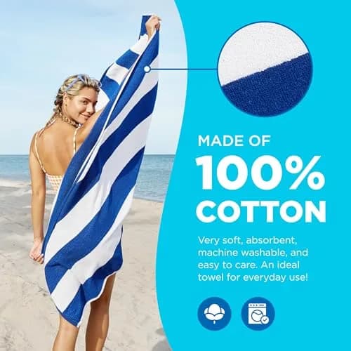 BEN KAUFMAN SALES CO Oversized Cabana Striped Beach Towels 30" x 60" | Thick Terry Cotton, 36 Pack thumbnail 3