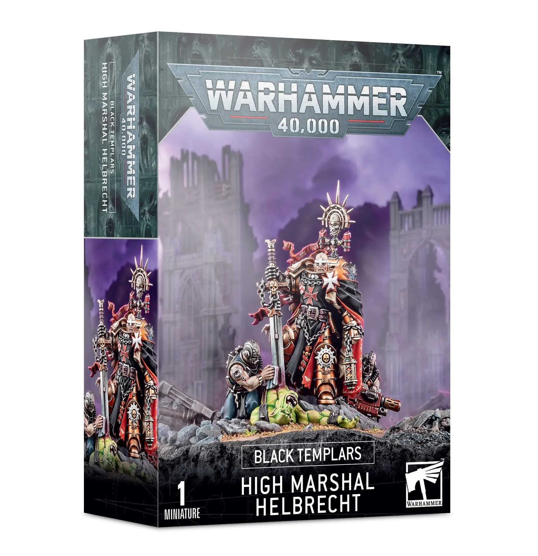 Games Workshop Warhammer 40,000 Black Templars High Marshal Helbrecht | Unassembled Miniature, 39 Plastic Components — Black
